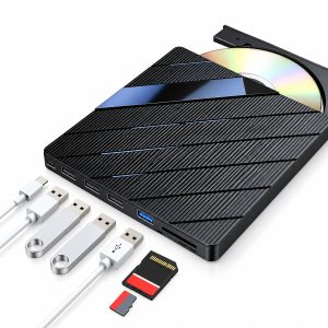 Külső DVD-meghajtó + 4-portos USB-elosztó SD-kártyaolvasóval és USB-C-csatlakozóval